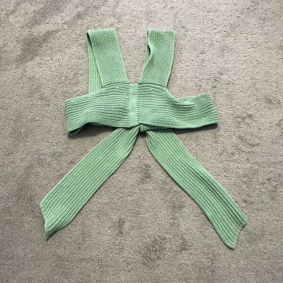 Simonett Spring Nanu Knit Tie Up Top S/M Green Cotton - Picture 5 of 8